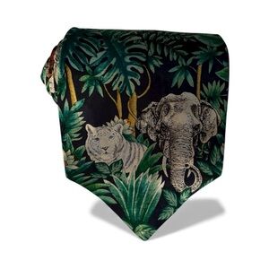 Vtg SIEGFRIED & ROY The Mirage White Tiger Elephant Silk Tie Las Vegas Rare